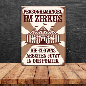 Zirkus - Clowns in der Politik Metallschild in 15x20 cm