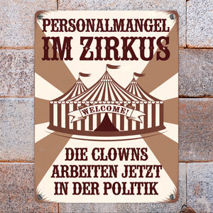 Zirkus - Clowns in der Politik Metallschild in 15x20 cm