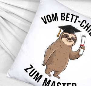 Cartoon-Faultier mit Doktorhut - Vom Bett-Chiller zum Master Kissen