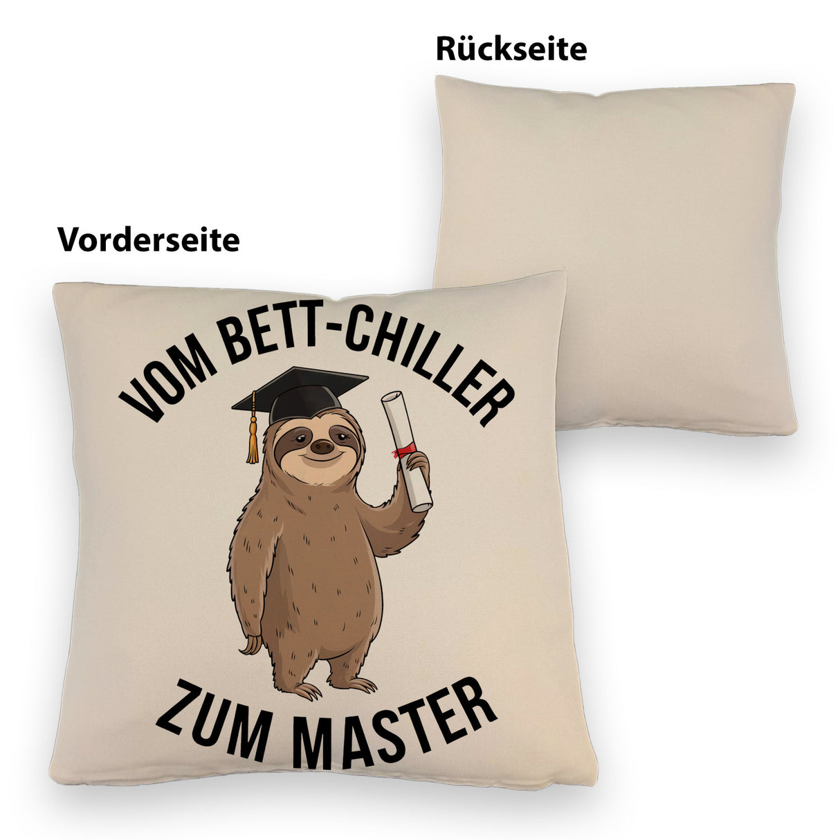 Cartoon-Faultier mit Doktorhut - Vom Bett-Chiller zum Master Kissen