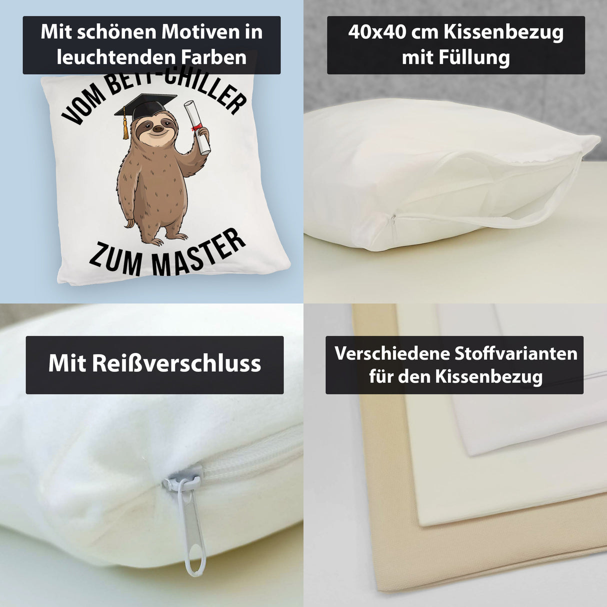 Cartoon-Faultier mit Doktorhut - Vom Bett-Chiller zum Master Kissen