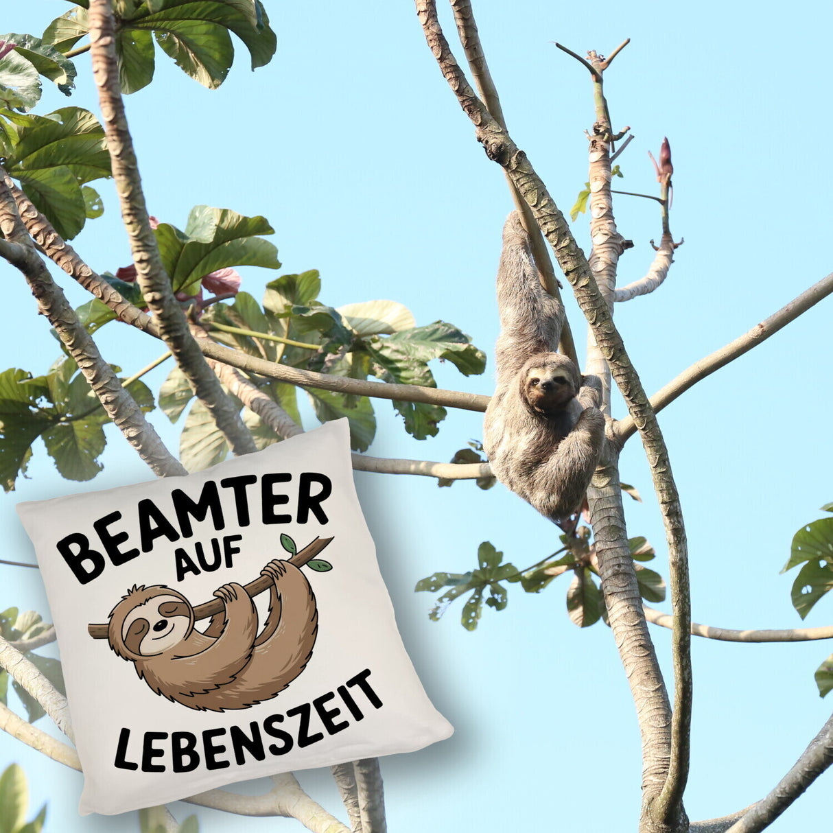 Faultier an Ast - Beamter auf Lebenszeit Kissen