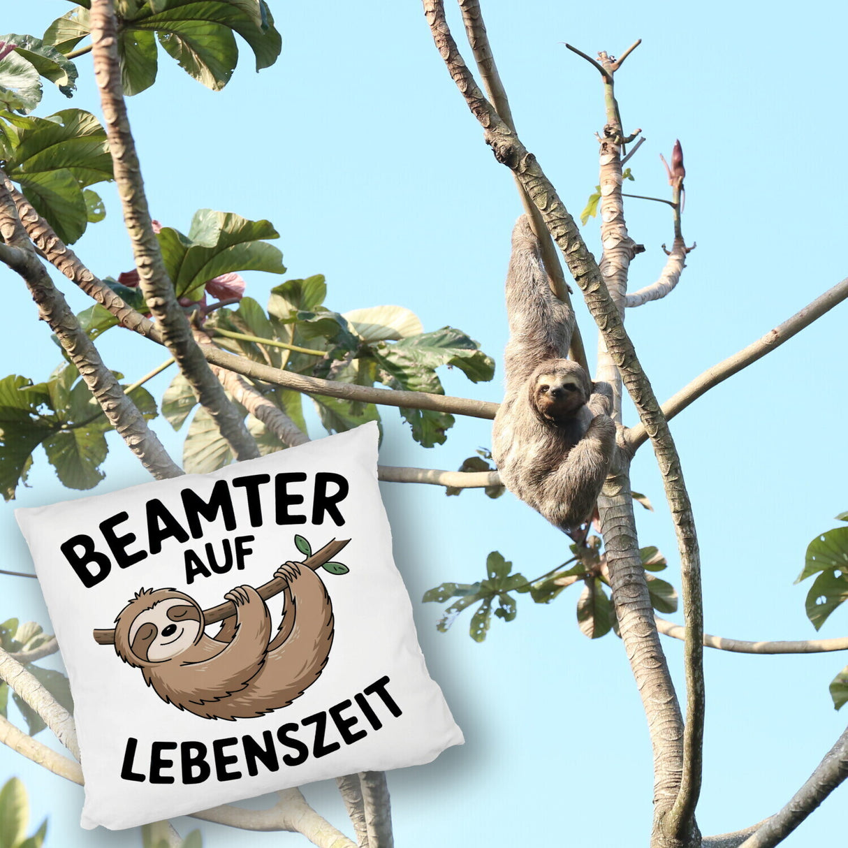 Faultier an Ast - Beamter auf Lebenszeit Kissen