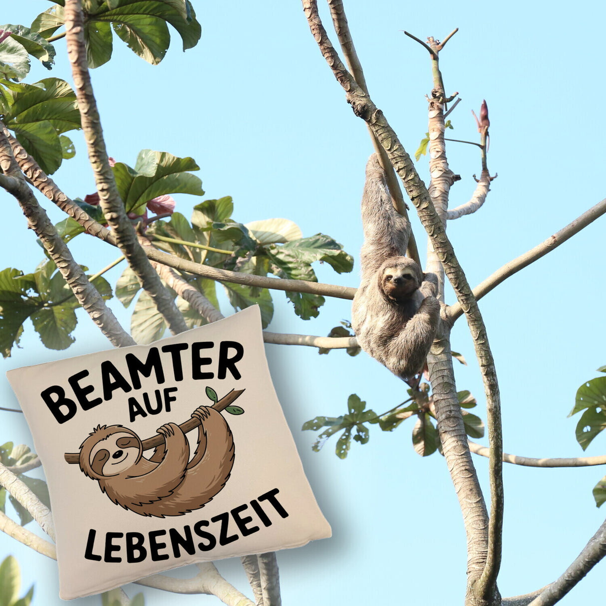 Faultier an Ast - Beamter auf Lebenszeit Kissen