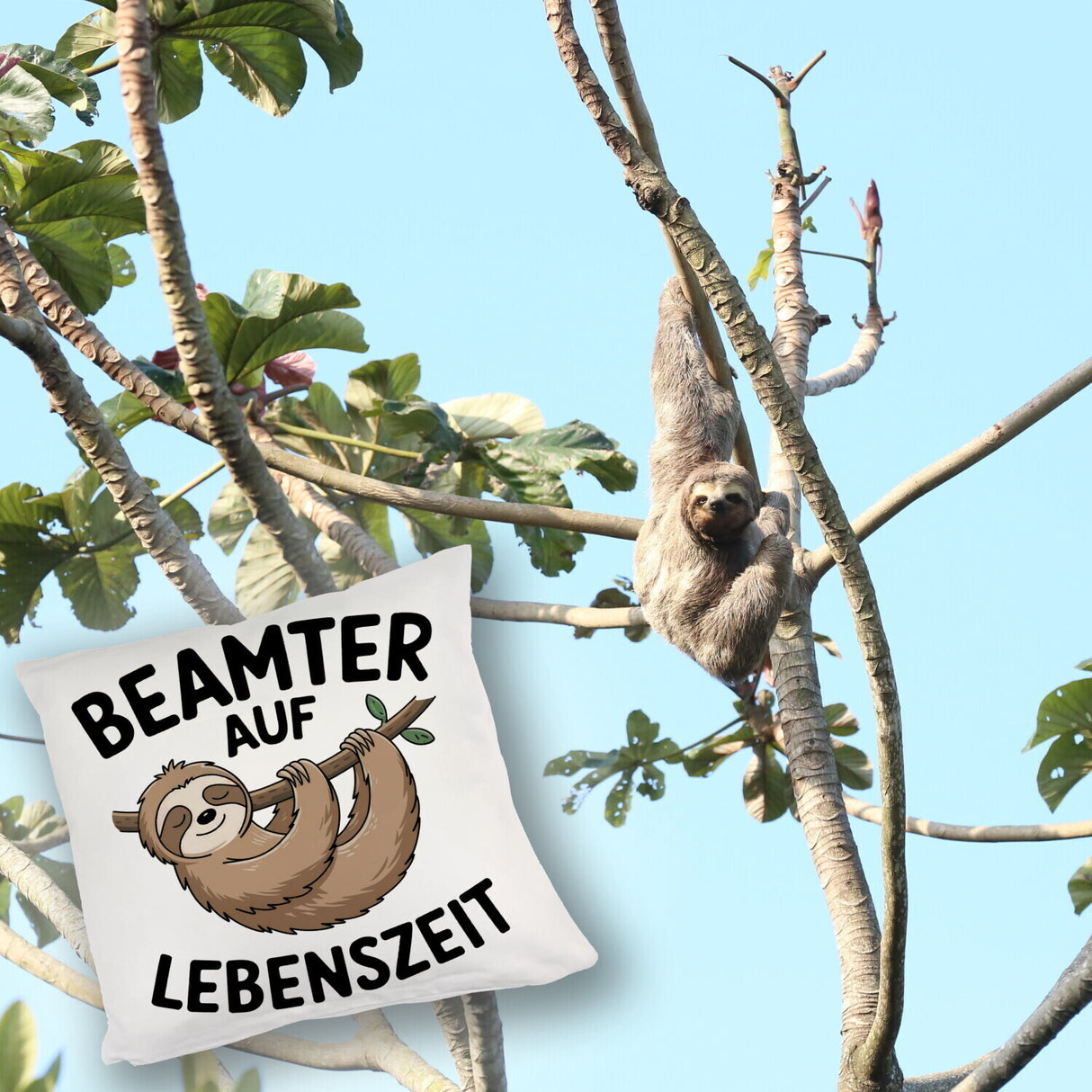 Faultier an Ast - Beamter auf Lebenszeit Kissen