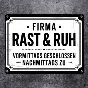 FIRMA RAST und RUH Metallschild in 15x20 cm