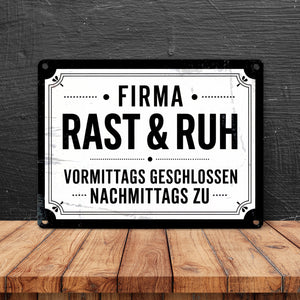 FIRMA RAST und RUH Metallschild in 15x20 cm