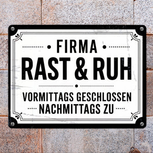 FIRMA RAST und RUH Metallschild in 15x20 cm