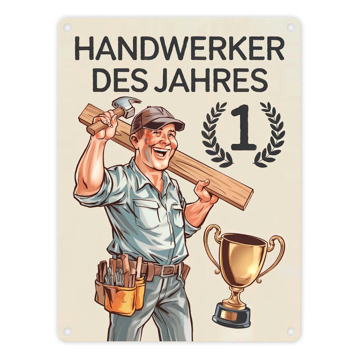 Jubelnder Handwerker - Handwerker des Jahres Metallschild in 15x20 cm