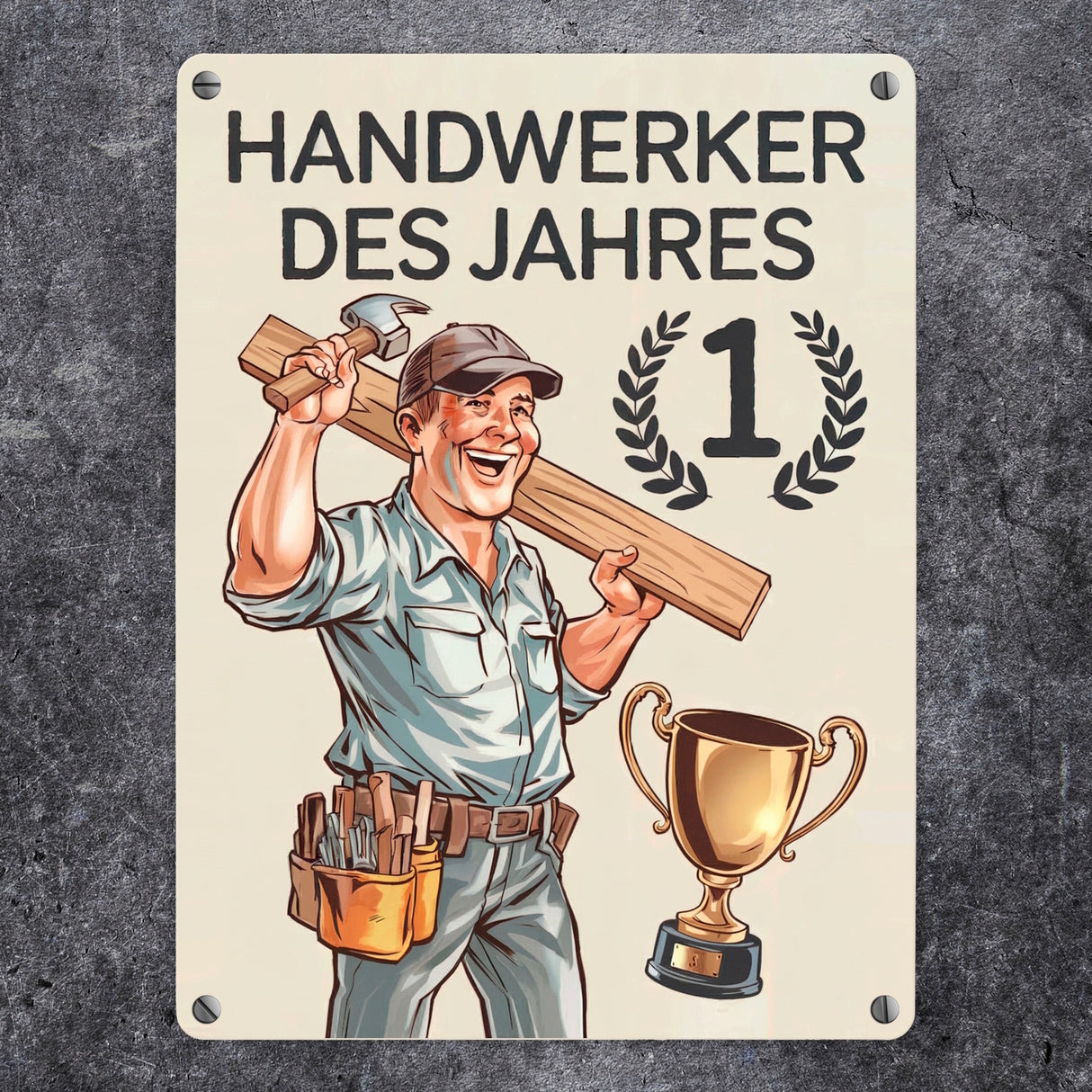 Jubelnder Handwerker - Handwerker des Jahres Metallschild in 15x20 cm