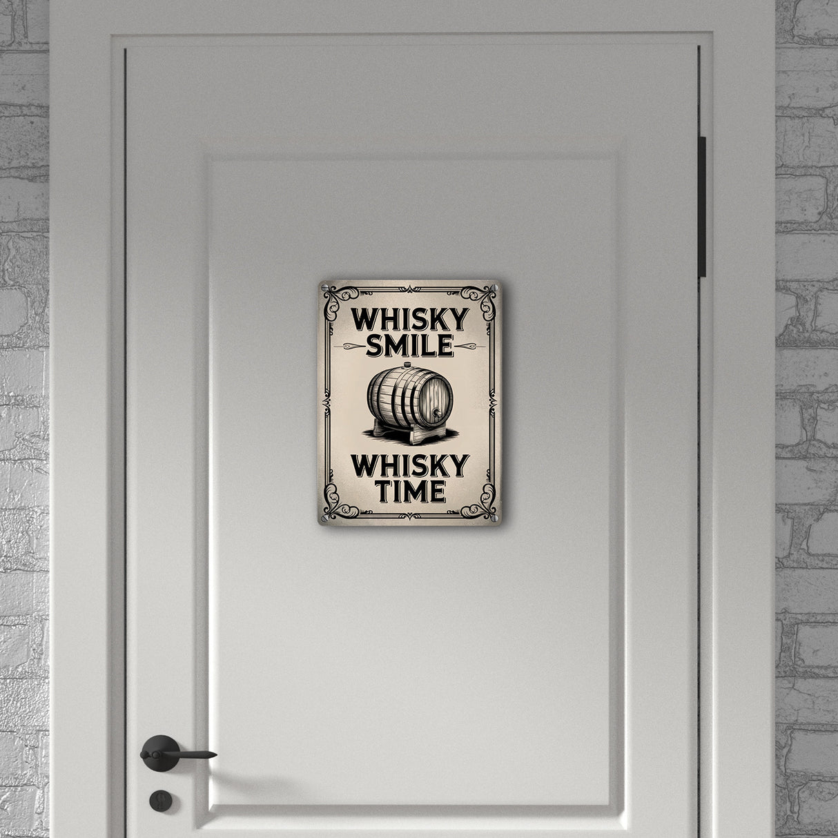 Holzfass Illustration - Whisky Smile Whisky Time Metallschild in 15x20 cm