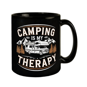 Wohnmobil vor einer Berglandschaft - Camping is my Therapy Tasse