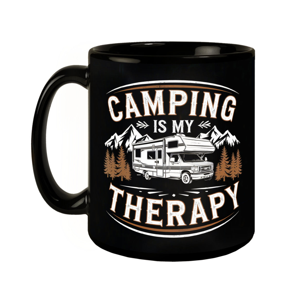 Wohnmobil vor einer Berglandschaft - Camping is my Therapy Tasse