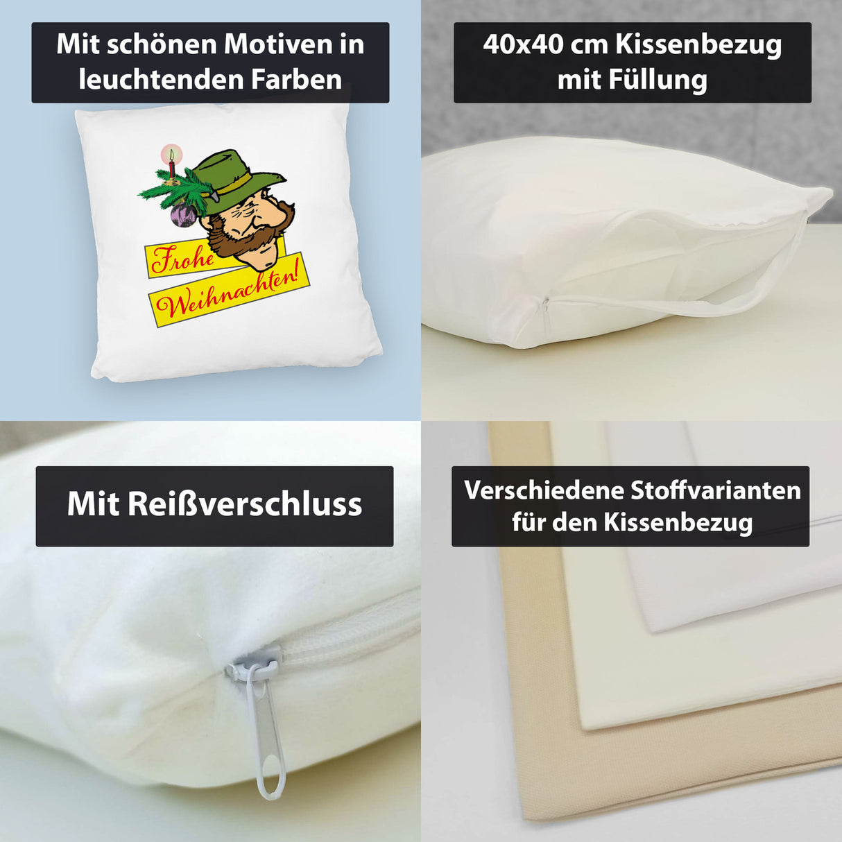 Bayer mit Hut Kissen mit Spruch Frohe Weihnachten