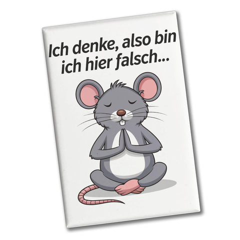 Cartoon-Maus in Meditation - Ich denke also falsch Souvenir Souvenir Magnet