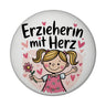 Fröhliche Cartoon-Figur - Erzieherin mit Herz Magnet