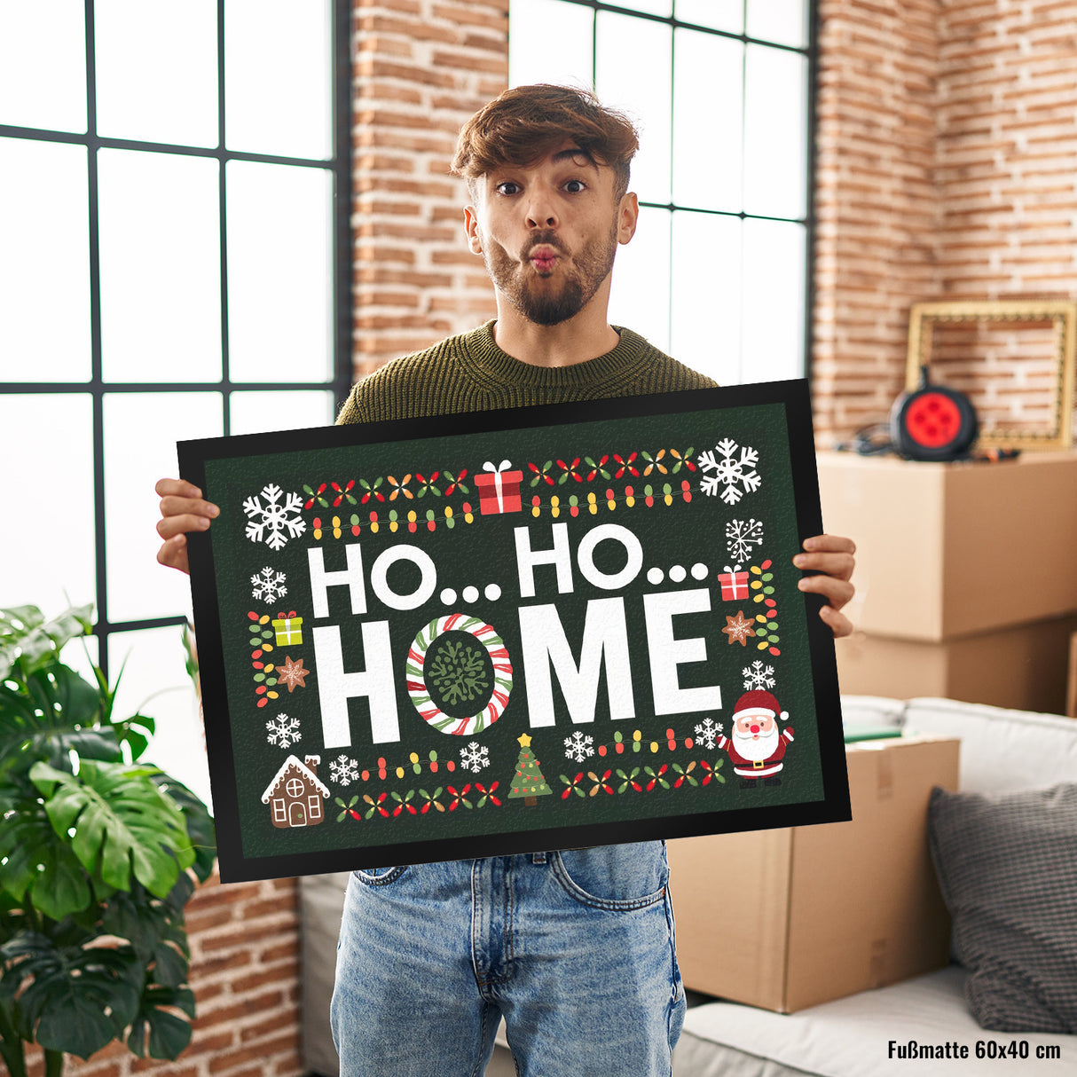 HO HO HOME Fußmatte in 35x50 cm - Weihnachtlich Willkommen