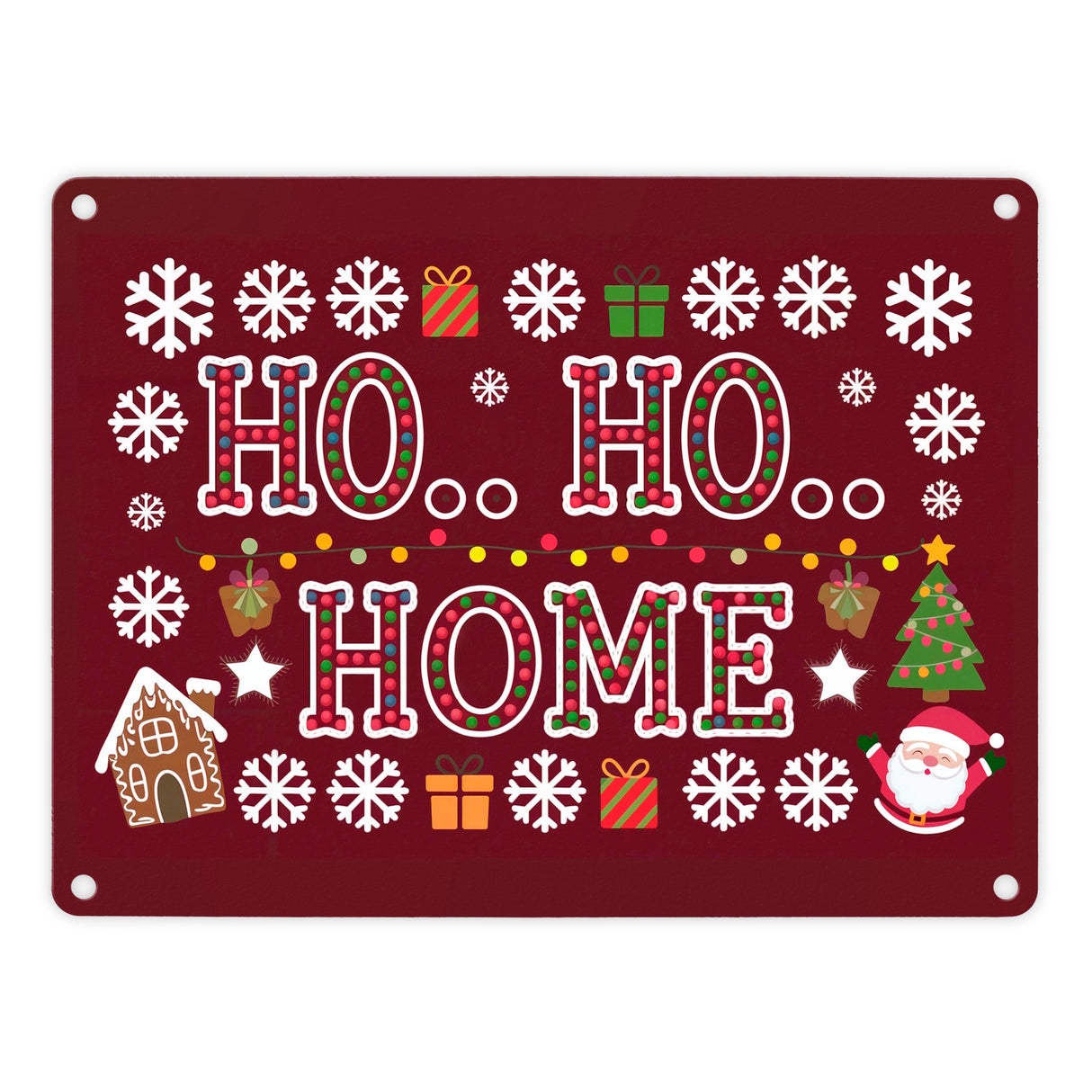 Weihnachtliches Design HO HO HOME Metallschild in 15x20 cm