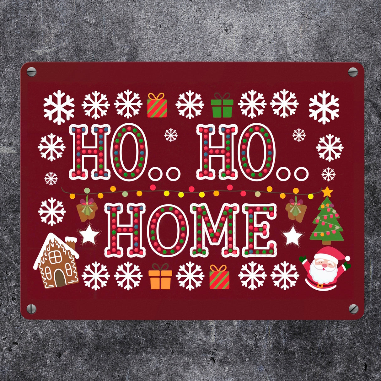 Weihnachtliches Design HO HO HOME Metallschild in 15x20 cm