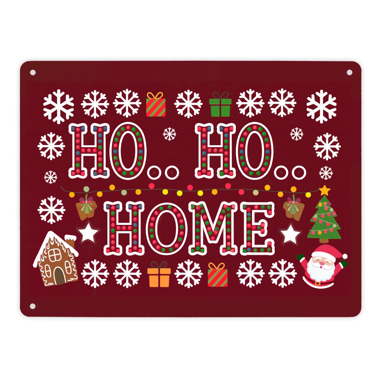 Weihnachtliches Design HO HO HOME Metallschild in 15x20 cm