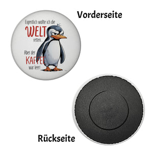 Cartoon-Pinguin Welt retten Kaffee leer Magnet