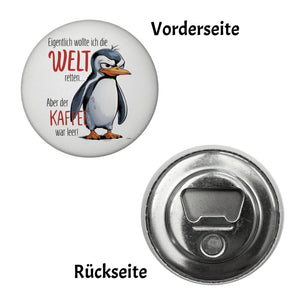 Cartoon-Pinguin Welt retten Kaffee leer Magnet