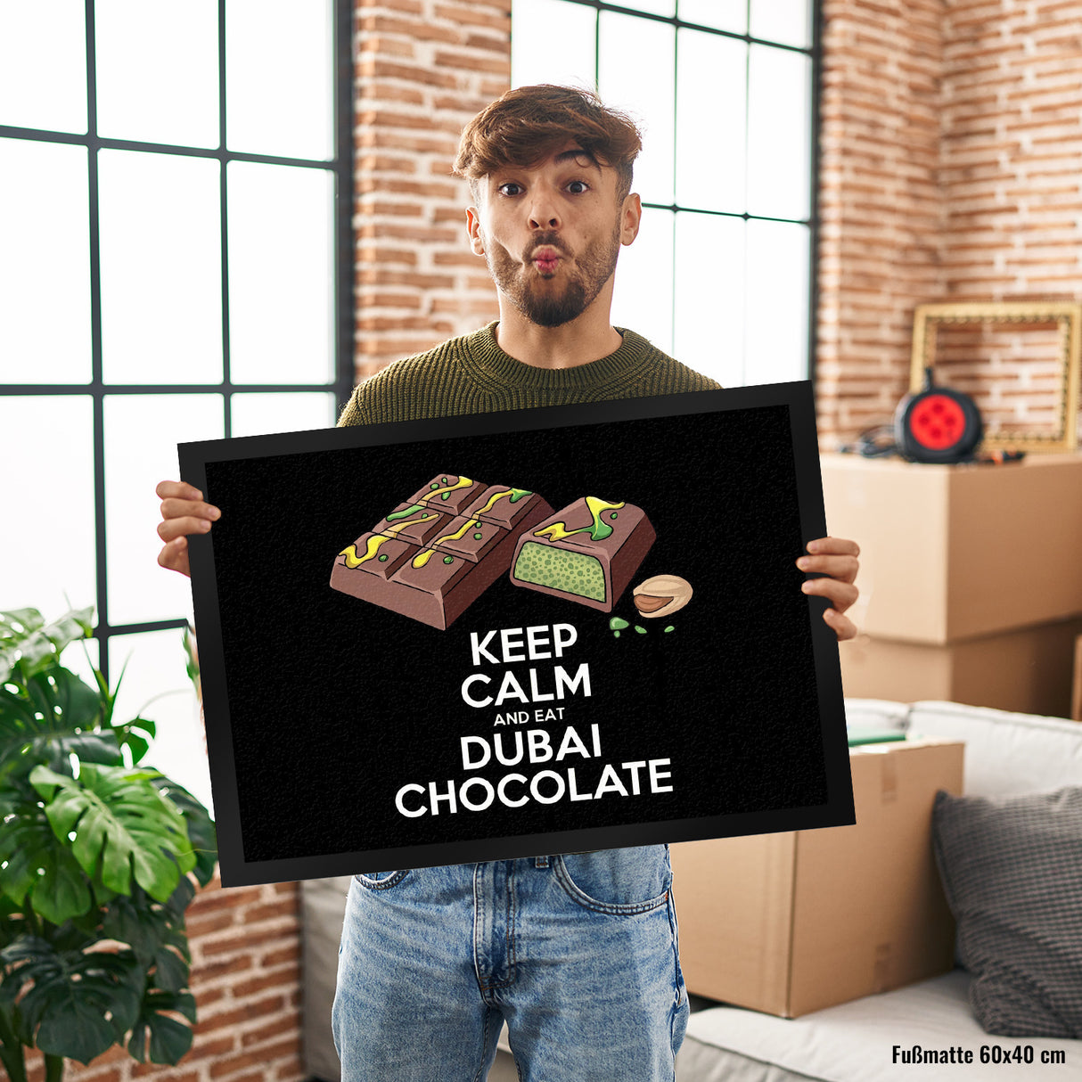 Dubai Schokolade Fußmatte in 35x50 cm - Keep Calm and eat Dubai Chocolate