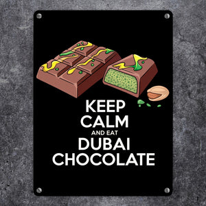 Dubai Schokolade Metallschild in 15x20 cm - Keep Calm and eat Dubai Chocolate