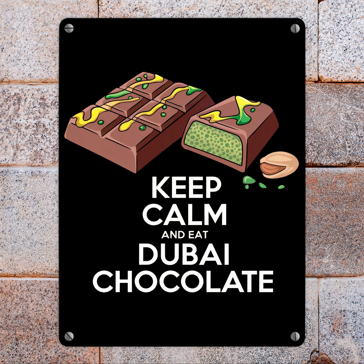 Dubai Schokolade Metallschild in 15x20 cm - Keep Calm and eat Dubai Chocolate