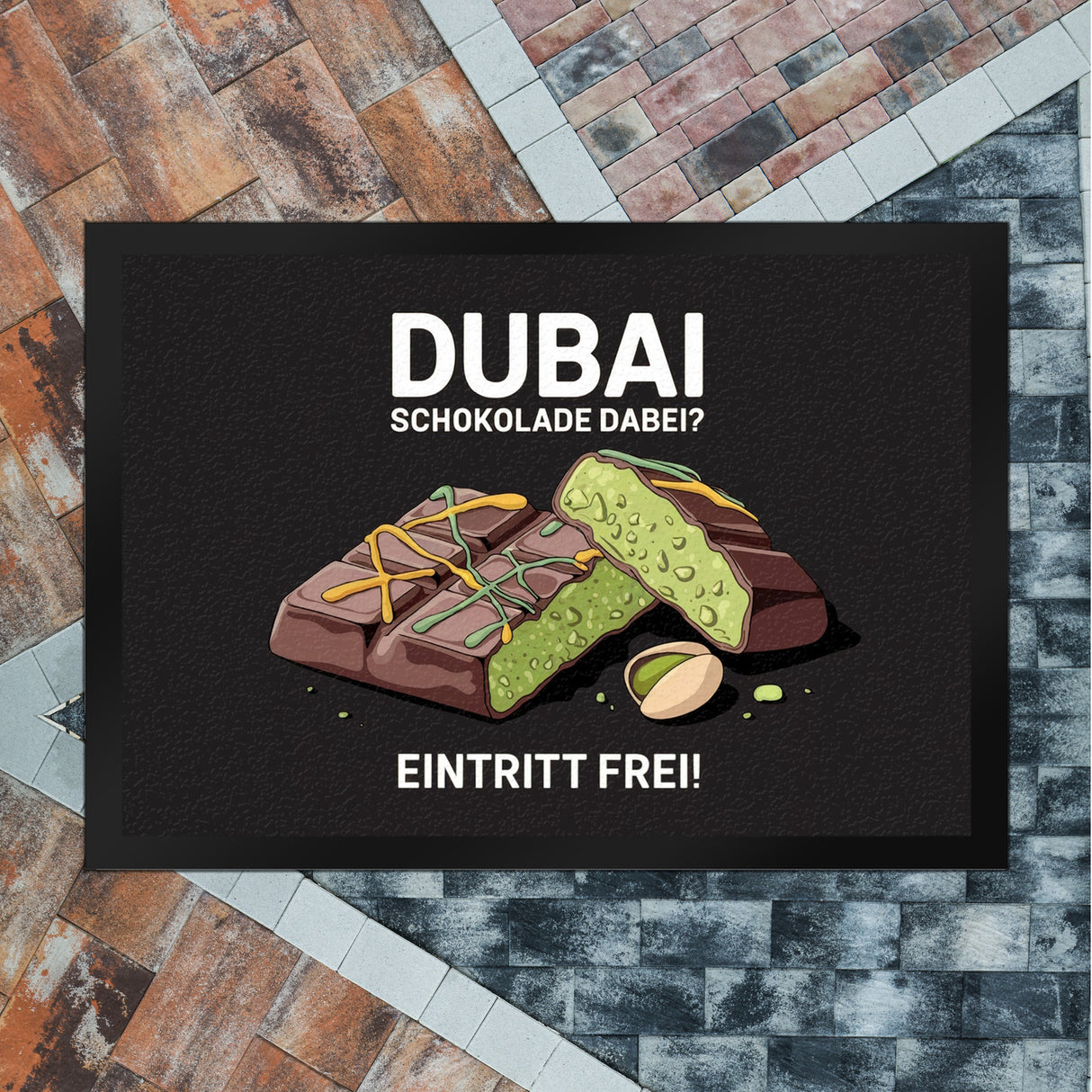 DUBAI SCHOKOLADE DABEI Fußmatte in 35x50 cm - Eintritt frei