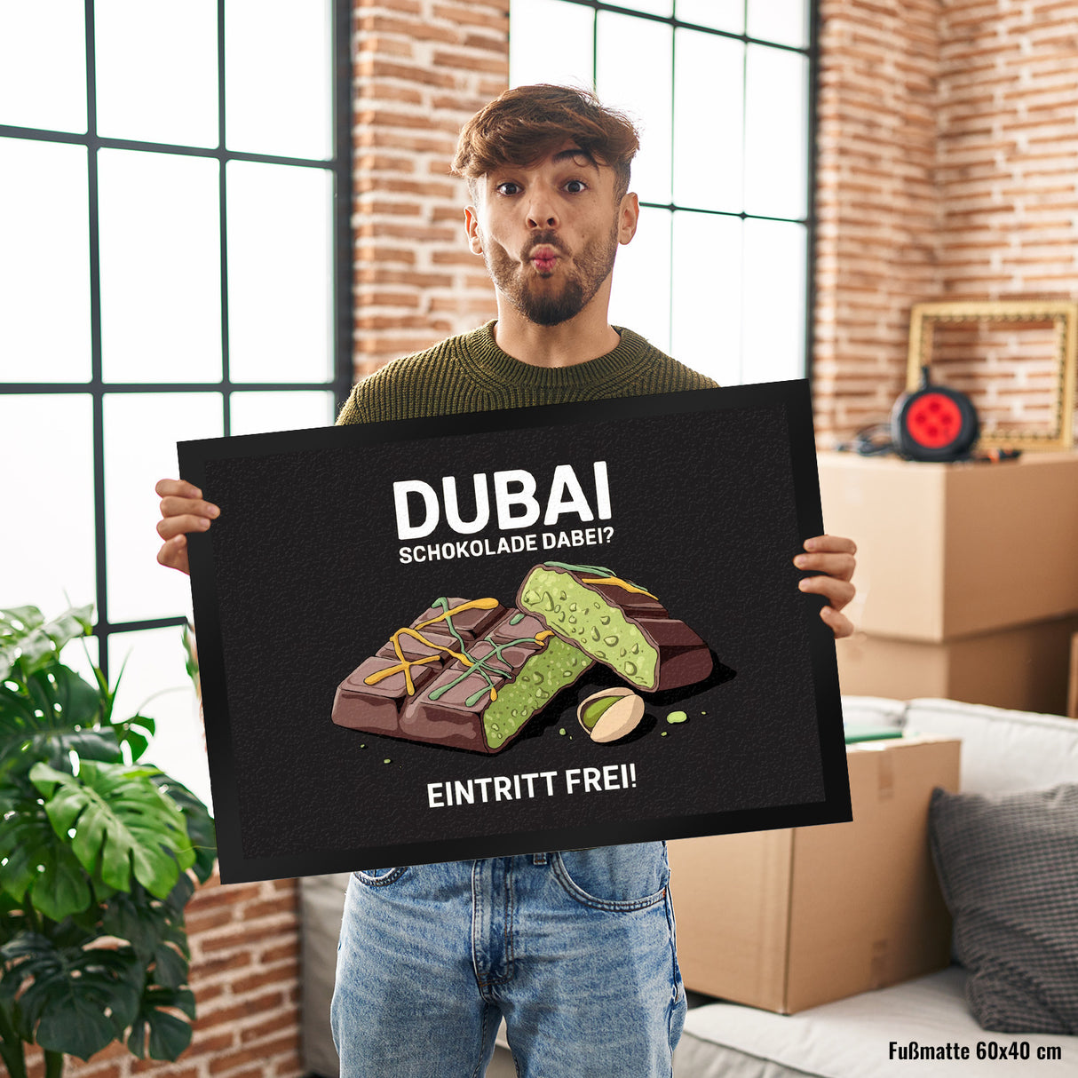 DUBAI SCHOKOLADE DABEI Fußmatte in 35x50 cm - Eintritt frei