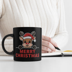 Rentier mit Weihnachtsmütze - MERRY CHRISTMAS Tasse