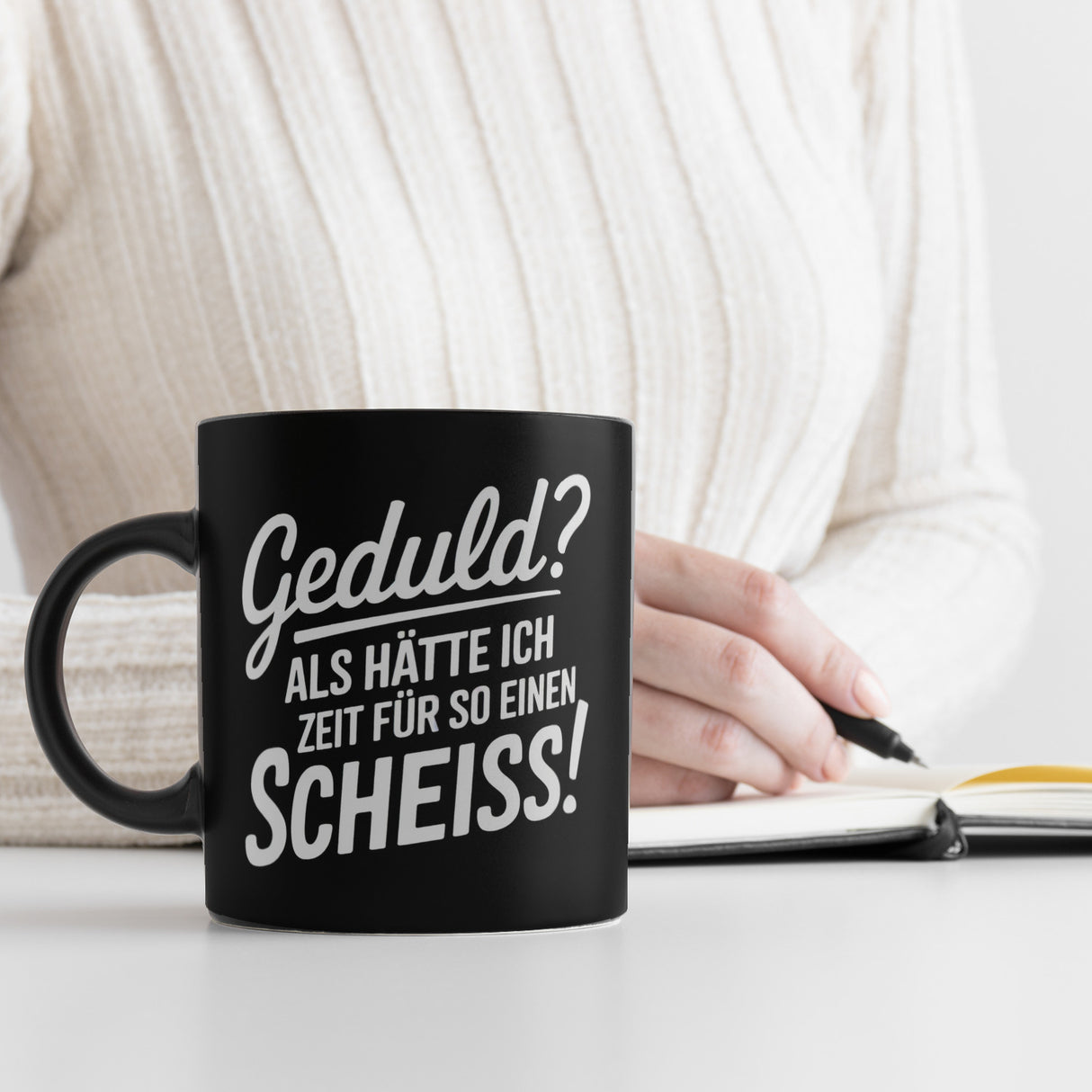 Schwarzer Kaffeebecher Geduld Keine Zeit Tasse