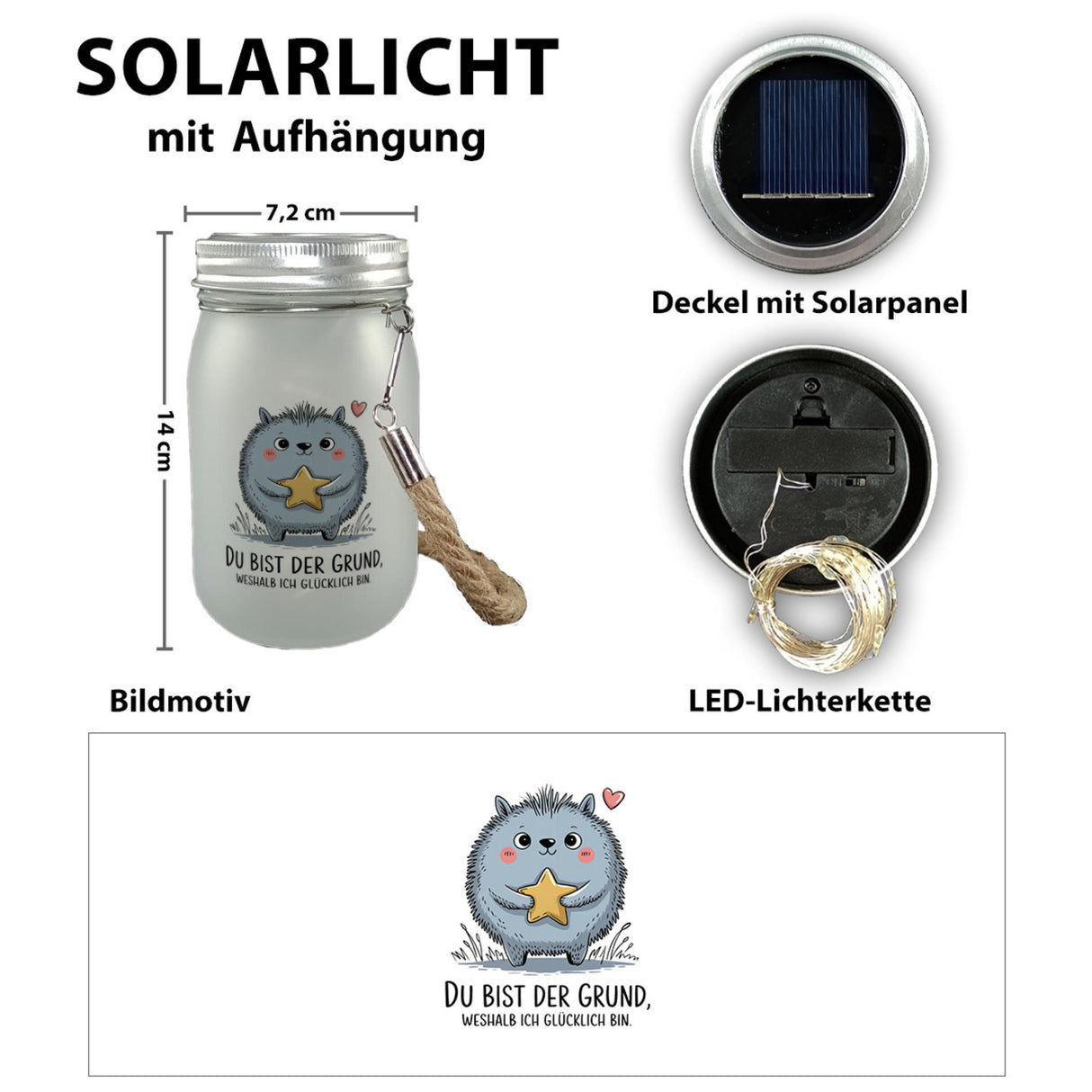 Du machst mich glücklich - Niedliches Wesen Solarlicht