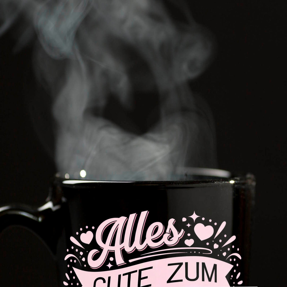 Alles Gute zum Valentinstag mit rosa Herzen Tasse