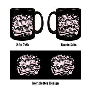 Alles Gute zum Valentinstag mit rosa Herzen Tasse