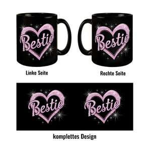 Bestie - glitzerndes pinkfarbenes Herz Tasse