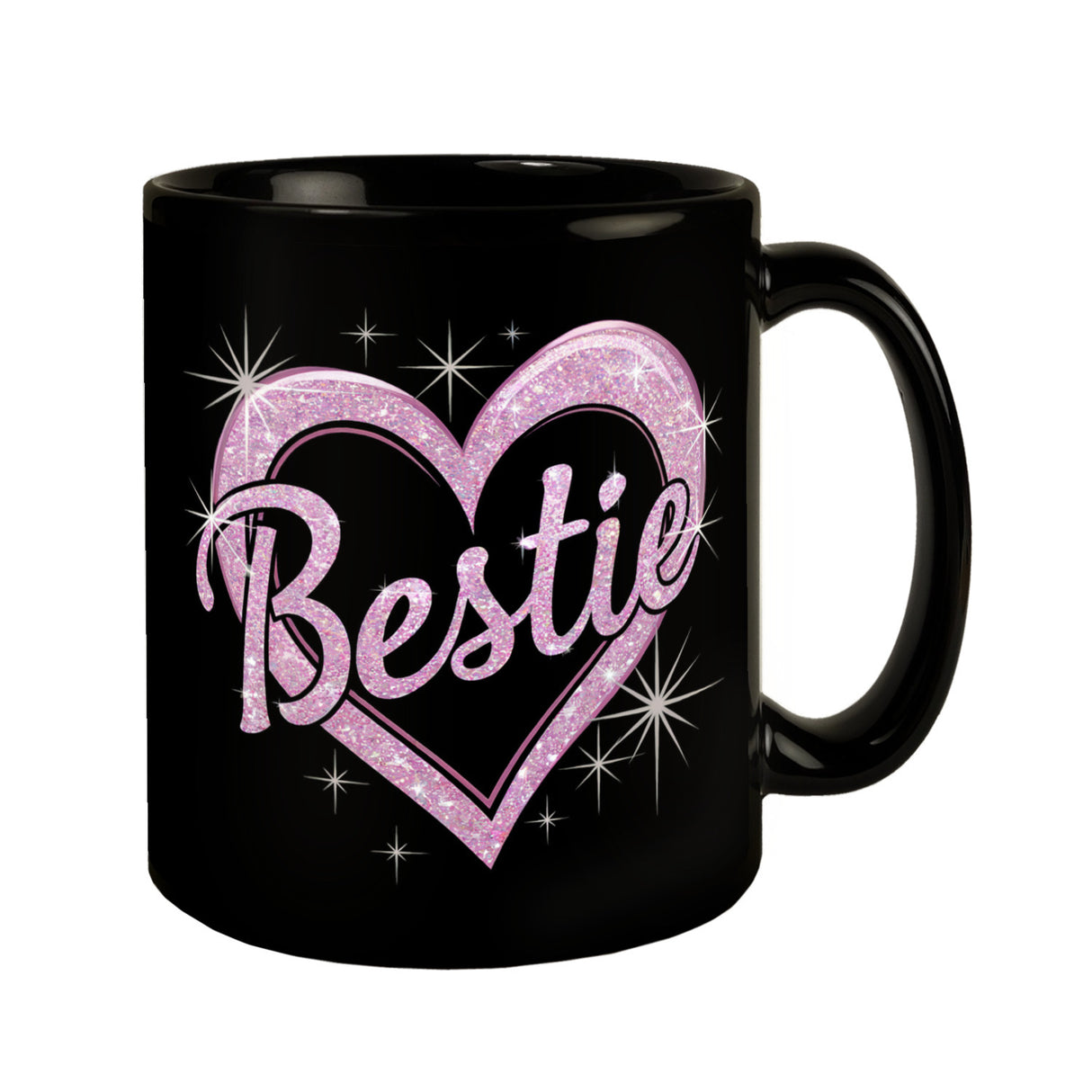 Bestie - glitzerndes pinkfarbenes Herz Tasse