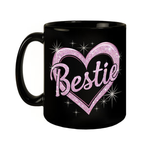 Bestie - glitzerndes pinkfarbenes Herz Tasse