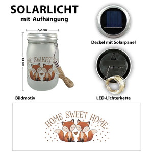 zwei Füchse mit Herz Home sweet Home Solarlicht