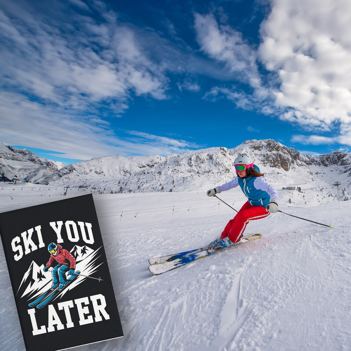 Skifahrer in Aktion Ski You Later Souvenir Souvenir Magnet