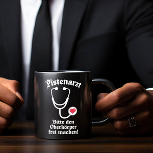 Bitte den Oberkörper frei machen Tasse