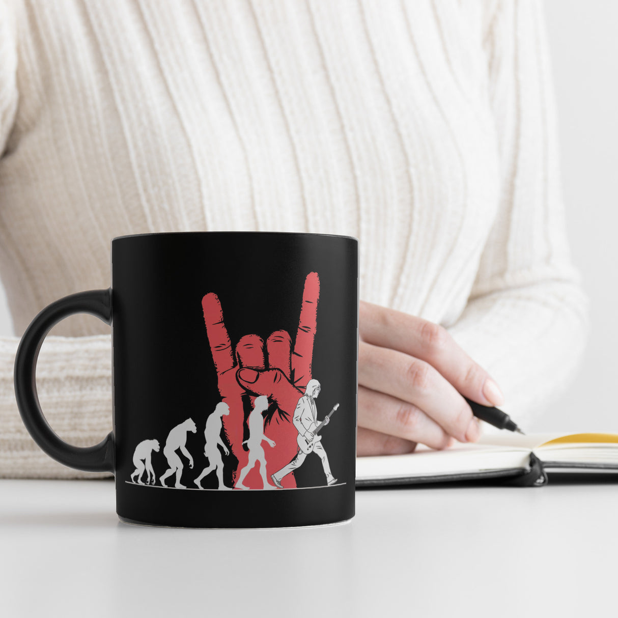 Evolution zur E-Gitarre Rock 'n' Roll Tasse Musikliebhaber