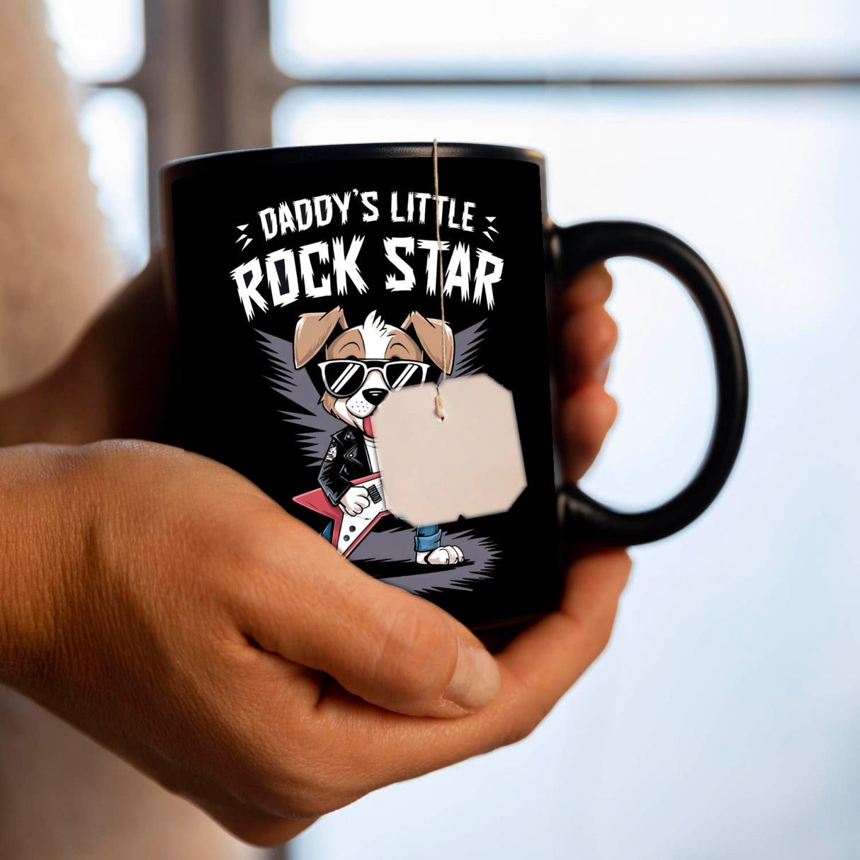 Cartoon-Hund mit Gitarre - Daddy's Rock Star Tasse