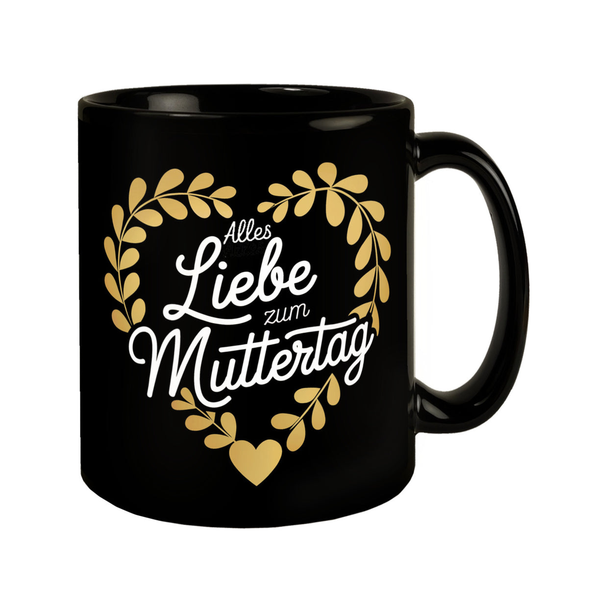 Alles Liebe zum Muttertag goldenem Herz Tasse