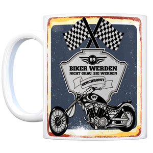 Motorradfahrer und Biker Kaffeebecher bzw. Tasse zum 59. Geburtstag als Geschenk