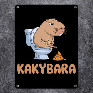 Capybara auf Toilette Metallschild in 15x20 cm Kakybara Toilettenschild