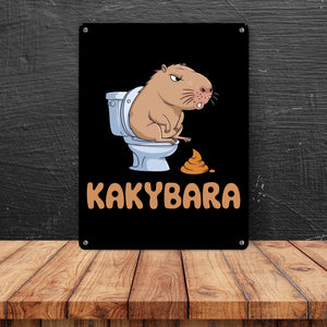 Capybara auf Toilette Metallschild in 15x20 cm Kakybara Toilettenschild