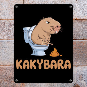 Capybara auf Toilette Metallschild in 15x20 cm Kakybara Toilettenschild