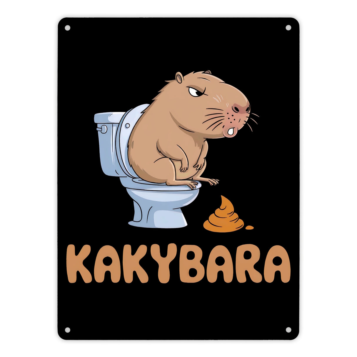 Capybara auf Toilette Metallschild in 15x20 cm Kakybara Toilettenschild